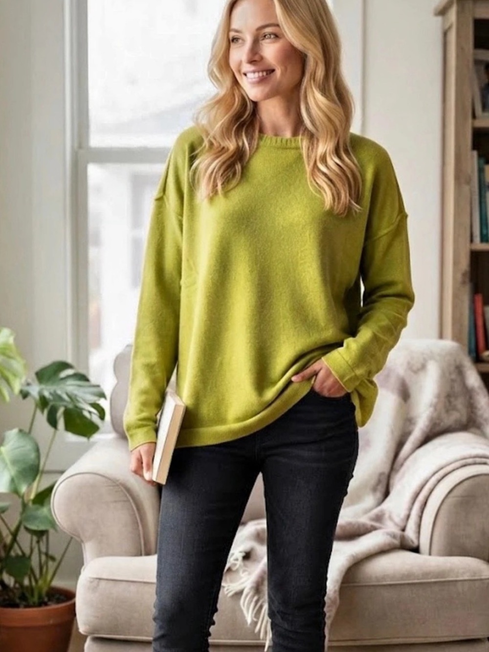Amina Rubinacci Green Cotton Crew Neck Sweater size L Made in Italy